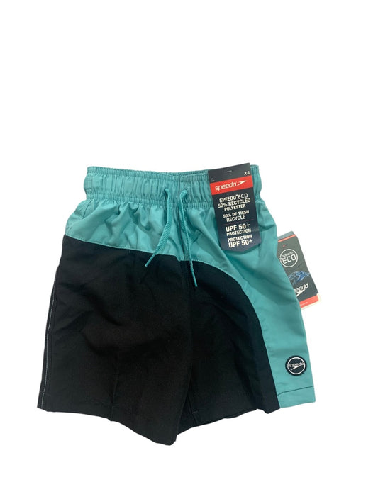 XS Speedo Boys New Turquoise Black Swim Trunks UPF 50+ Sun Protection