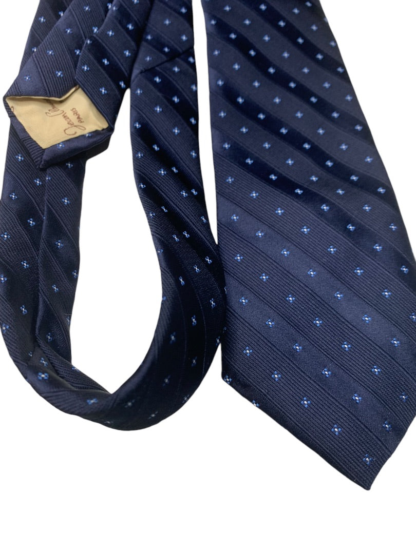 Jean Claude Vidal Mens Necktie 62" Length Tie Navy Blue Star Design