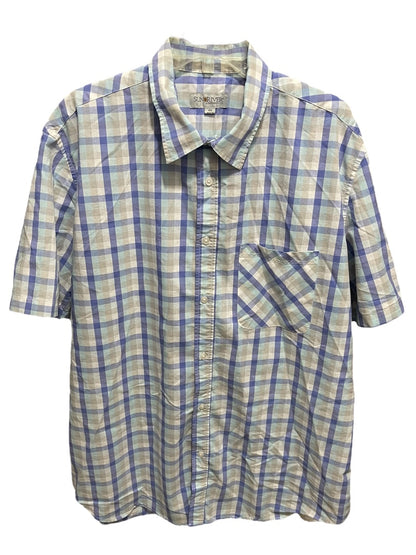 XXL Sun River Clothing Co. Short Sleeve Button Up Mens Shirt Plaid Blue