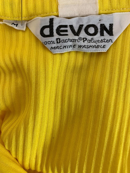 Medium devon Womens Yellow 1960s Ribbed Tank Top Collar V-Neck Sleeveless Shirt