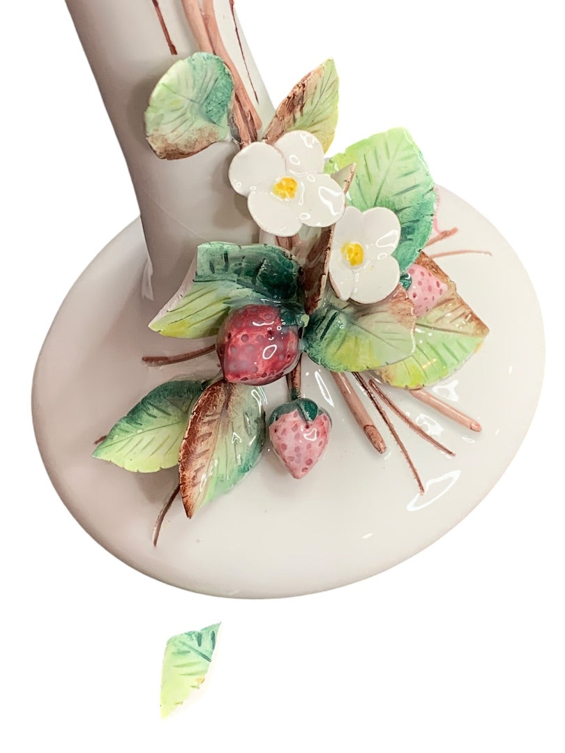 Harmony Taormina TM Benedetti Italian Candlestick Majolica Signed Strawberry