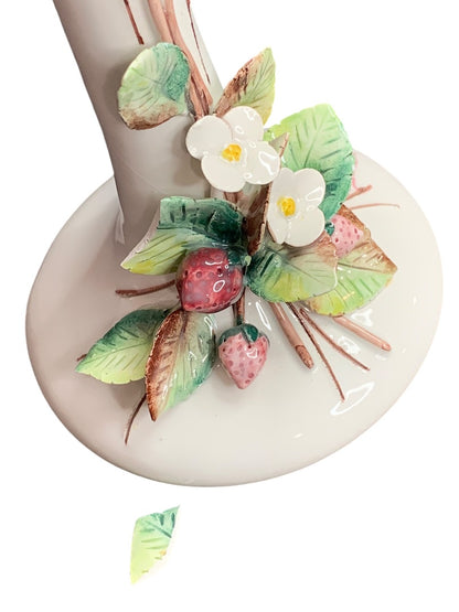 Harmony Taormina TM Benedetti Italian Candlestick Majolica Signed Strawberry