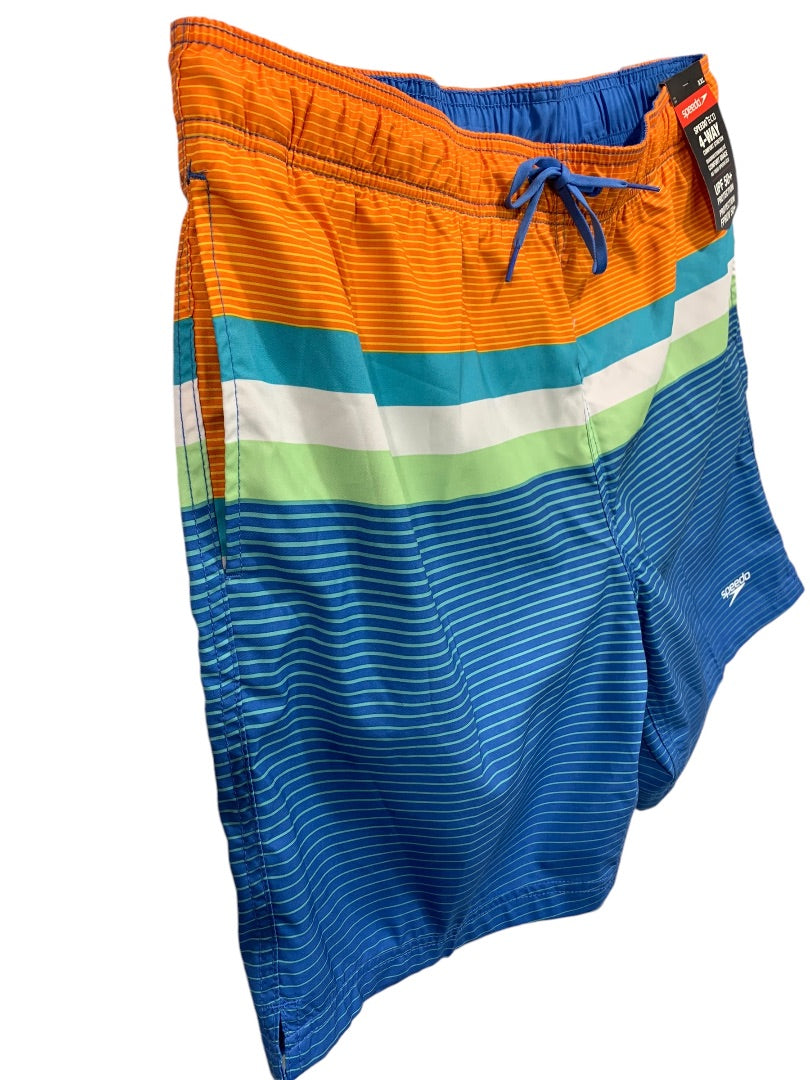 XXL Speedo Mens New Swim Trunks Lined Spicy Orange Striped