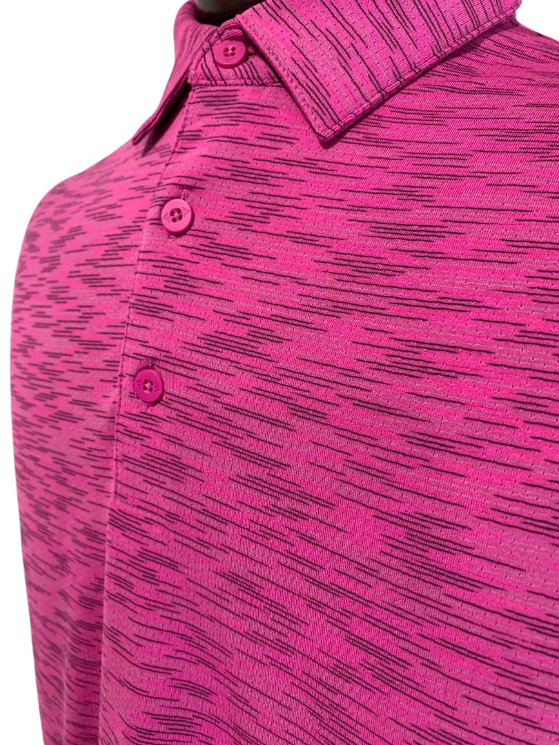 Small Adidas Mens New Space Dye Polo Shirt Liquid Fuschia HS1122