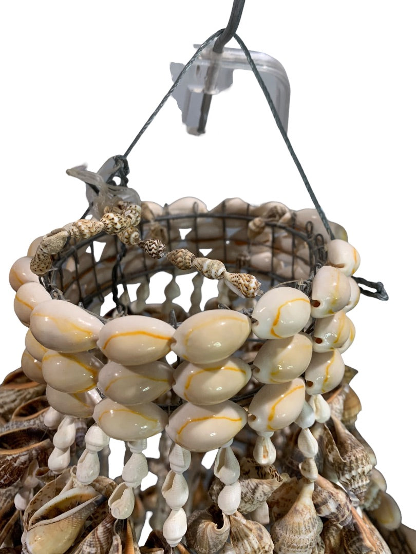 Vintage 48 Inch Seashell Windchime Chandelier Spiral Boho Coastal Chic