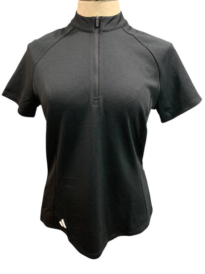 Small Adidas Golf Womens New Short Sleeve 1/4 Zip Shirt Black HT1306