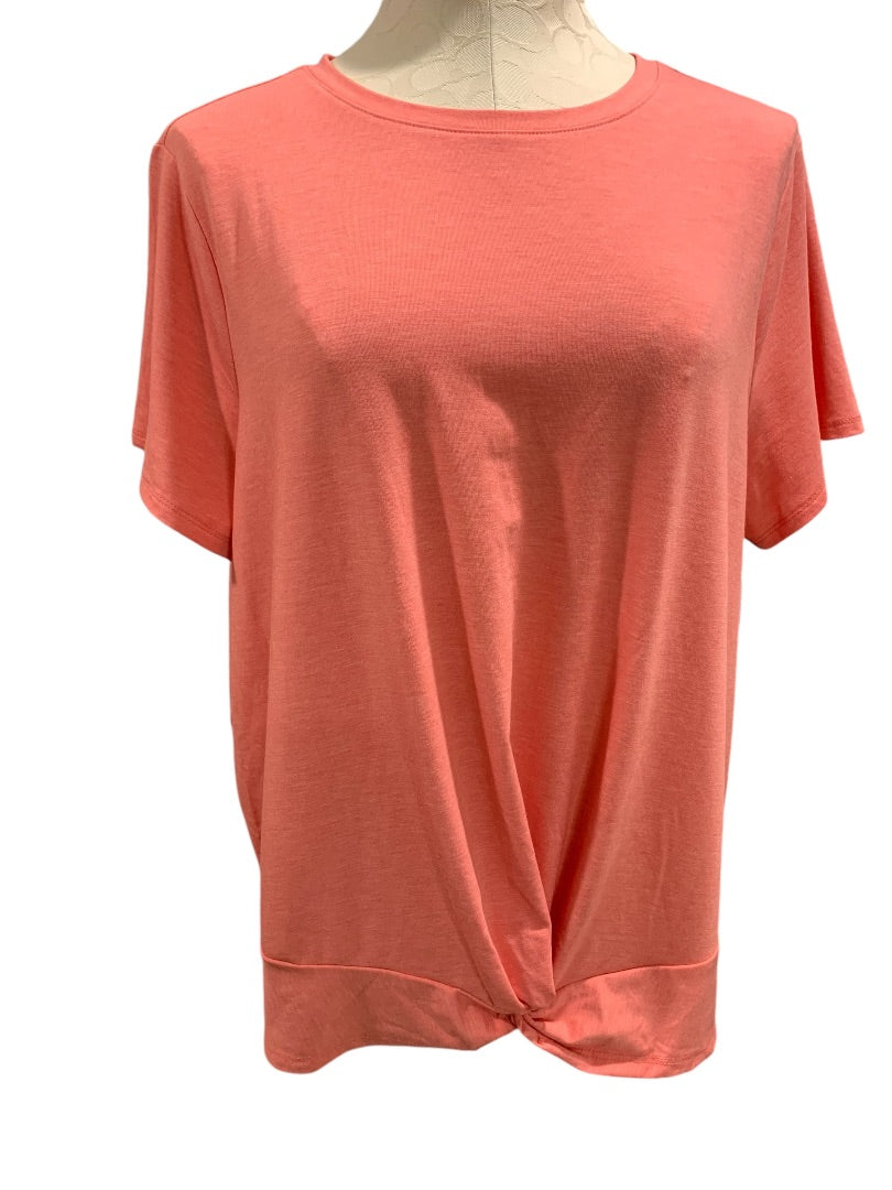 XXL Apt 9 Womens New Coral Twist Hem Tshirt Soft Short Sleeve