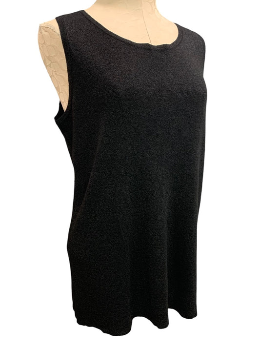 1X RSVP by Talbots Womens Black Sweater Knit Sleeveless Shell Top Metallic