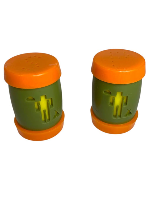 Plastic St Labre Indian School Salt and Pepper Shakers Orange Green