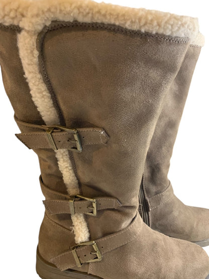 Size 8M Santell Womens Winter Boots Dark Taupe Fleece Lined