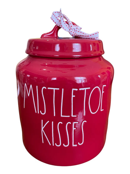 Rae Dunn by Magenta Mistletoe Kisses Cookie Jar Red 9" x 6"