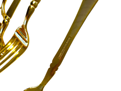 Gold Electroplate Vintage Dinner Forks Set of 8 Scalloped 7.75 Inch