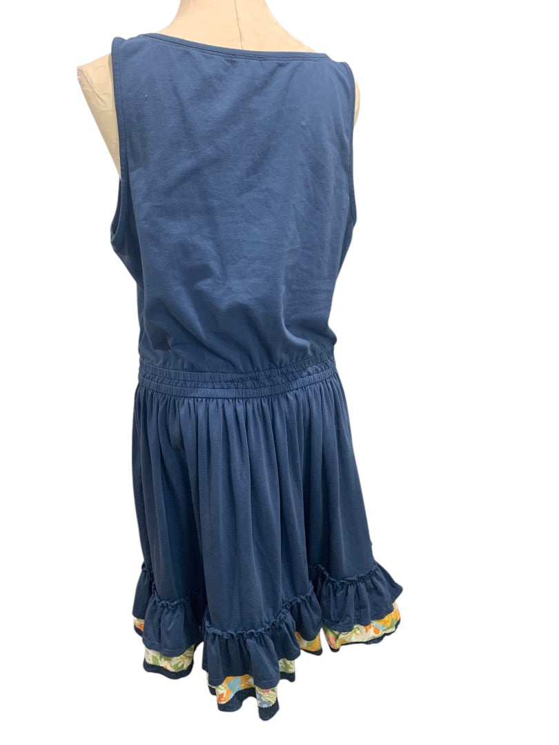 XL Matilda Jane Swing Time Navy Blue Dress Sleeveless Ruffle Hem