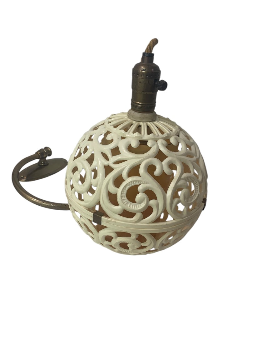 Hard Plastic MidCentury Light Fixture Hanging Plug in Working