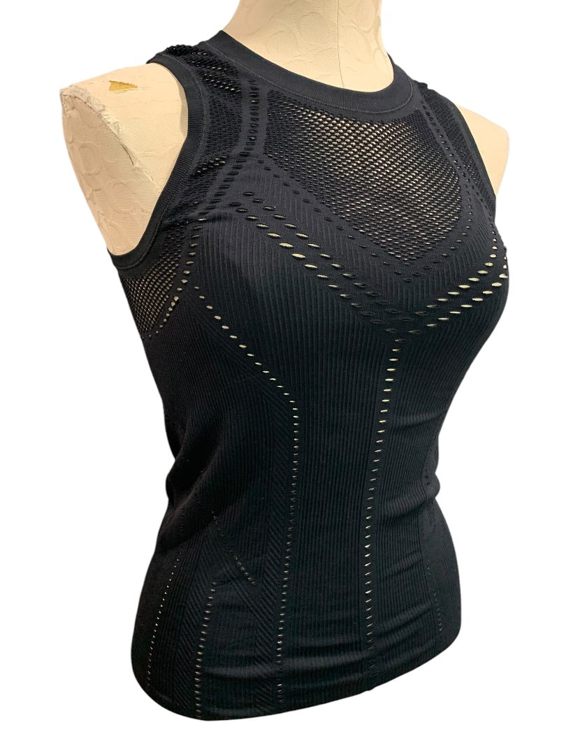 XS Athleta Womens Oxygen Cutout Mesh Style Tank Black