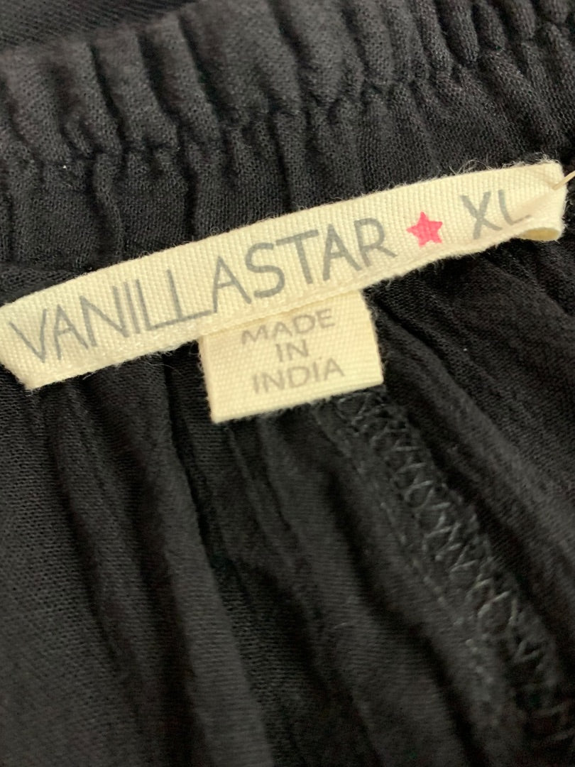 XL Vanilla Sky Womens Boho Black Pants Split Leg Lightweight Pull On