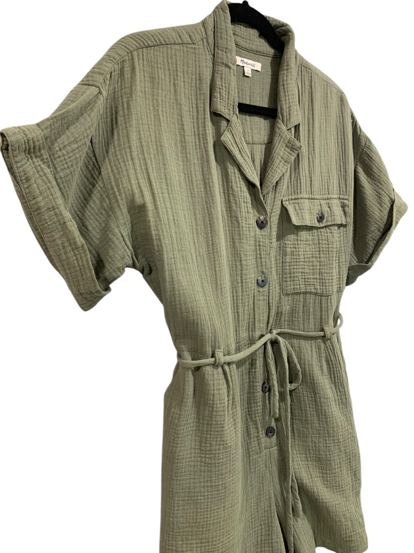 Medium Madewell Womens Safari Romper Gauzy Cotton Green