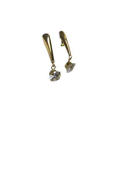 Lightweight Post Pierced Earrings Goldtone Jewel .9 Inch Drop