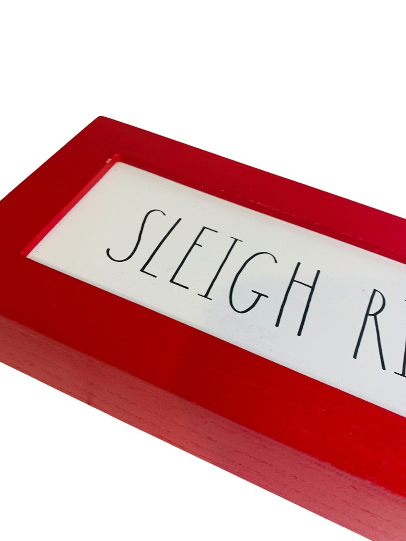 Rae Dunn by Design Styles Holiday Sign "Sleigh Rides" New