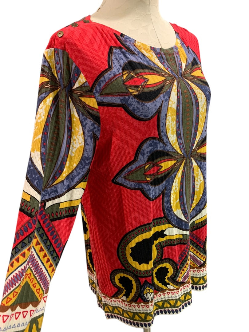 Medium Multiples Tunic Top Womens Vibrant Color Soft Abstract