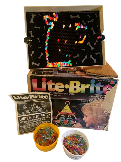 1986 Original Lite Bright Milton Bradley Working Pegs Instructions Box