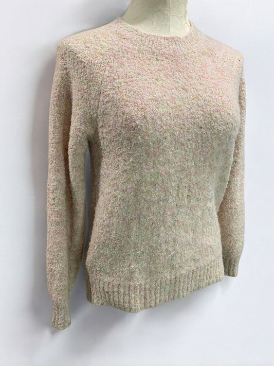 XS Loft Pastel Womens Cozy Sweater Pink Green Nubby