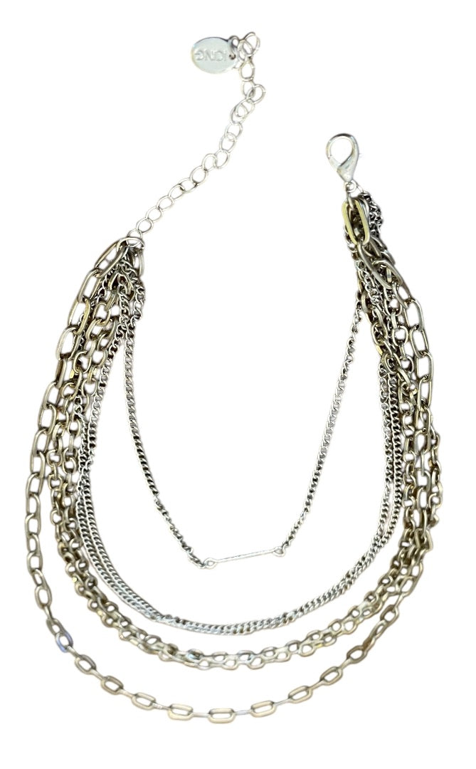 Icing MultiStrand Layered Chain Link Silvertone Goldtone Adjustable Necklace 15"