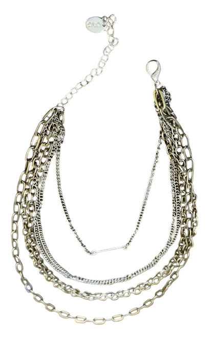 Icing MultiStrand Layered Chain Link Silvertone Goldtone Adjustable Necklace 15"