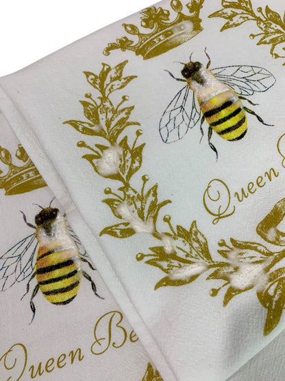 Set of 2 New Flour Sack Towels Queen Bee  24 x 36" USA