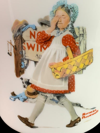 1981 Norman Rockwell Porcelain Pedestal Mug "Hide Your Eyes" The Danbury Mint