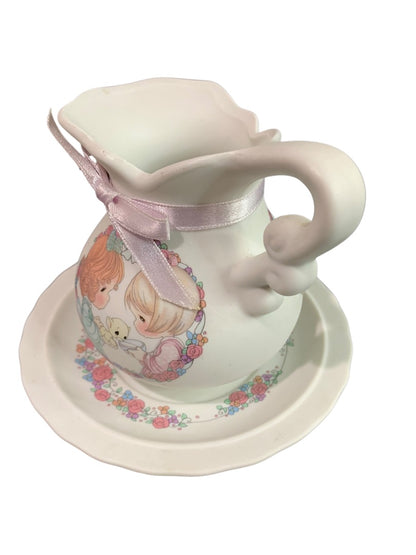 Precious Moments 1992 Decorative Pitcher and Saucer Kitten 3.5 Inch