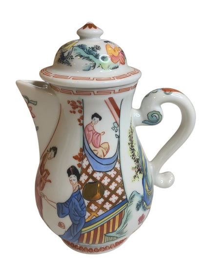 1980s Frankin Mint Fine Porcelain Collection Lidded Teapot 6 Inch