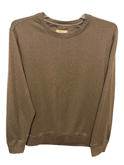 Large Boston Traders Long Sleeve Crew Neck Mens Pullover Shirt Brown