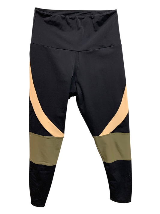 Medium Large Onzie Womens Activewear Leggings Color Block Mesh Calf