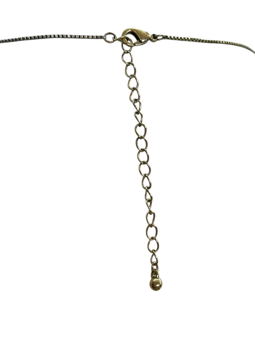 Muted Goldtone Pendant Necklace Box Chain 15 and 2.5 Inch Extender