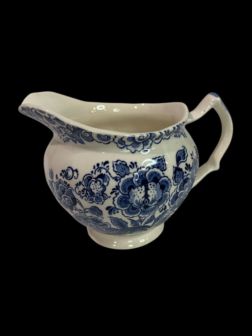 Staffordshire Sudbury Square Blue Creamer Vintage 4 Inch