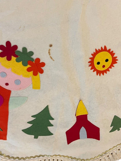 Midcentury Felt Tablecloth Holiday Christmas Kitschy 44 x 48 Inches Oblong