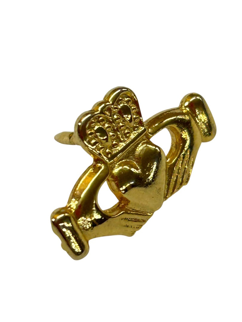 Goldtone Claddagh Lapel Pin Small .75 Inch Irish Celtic
