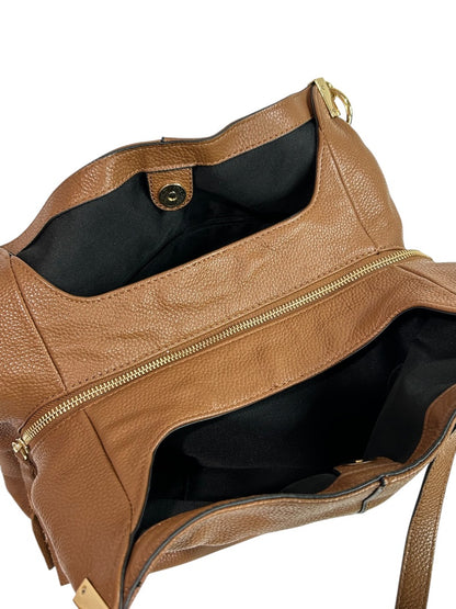 Vince Camuto Rayna Shoulder Bag Dark Rum Pebbled Leather Goldtone Hardware