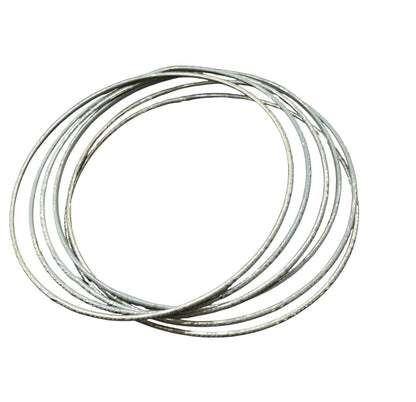 Set of 6 Silvertone Textured Thin Bangle Bracelets 2.6 Inch Inside Diameter