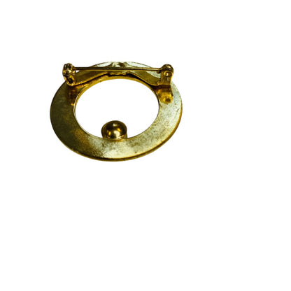 Goldtone Vintage Brooch Open Cirle Textured 1.25 Inch Diameter