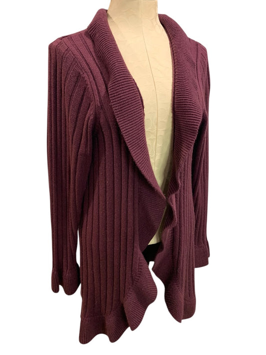 18/20 Avenue Sweater Collection Womens Eggplant Open Cardigan