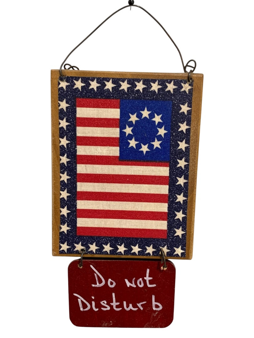 Do Not Disturb and God Bless America Doorknob Reversible Hanger