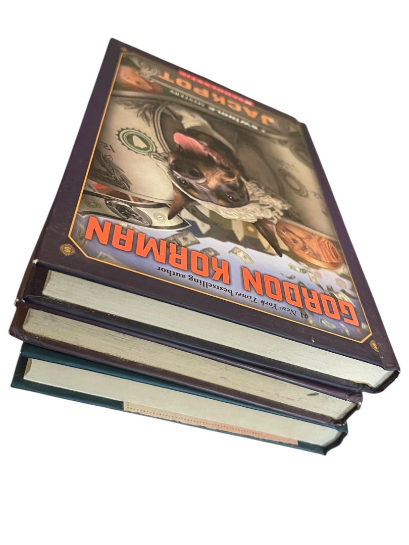 Lot of 3 Gordon Korman Showoff Jackpot Zoobreak Scholastic Hardback