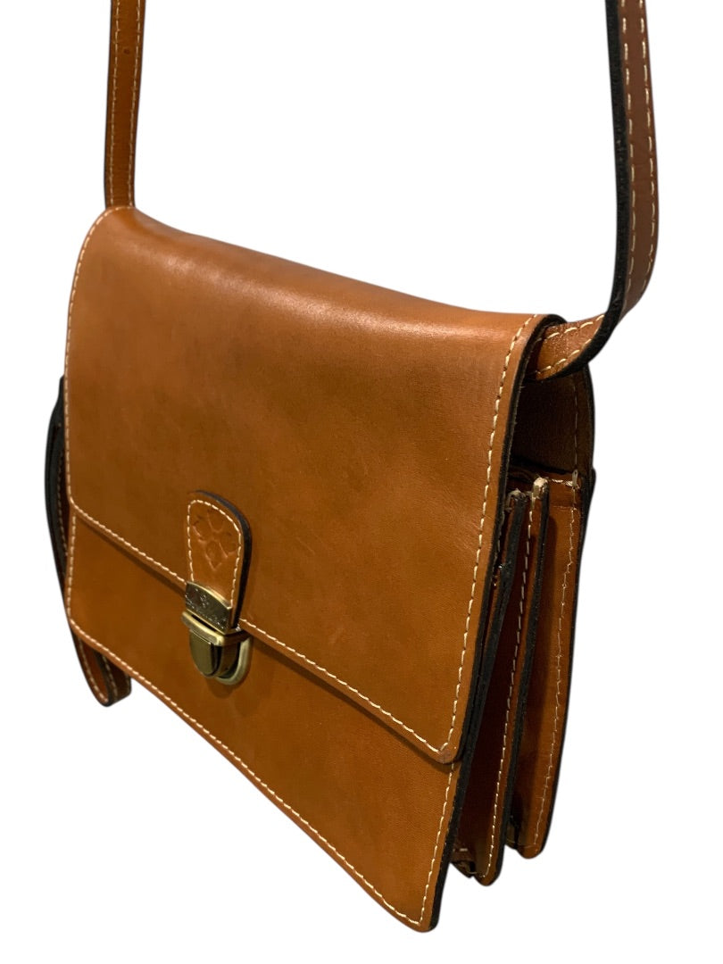 Patricia Nash Leather Crossbody Bag Brown Flap Organizer Vintage Style Purse
