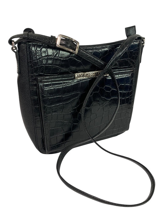 Brighton Black Embossed Crossbody Handbag Pebbled Leather