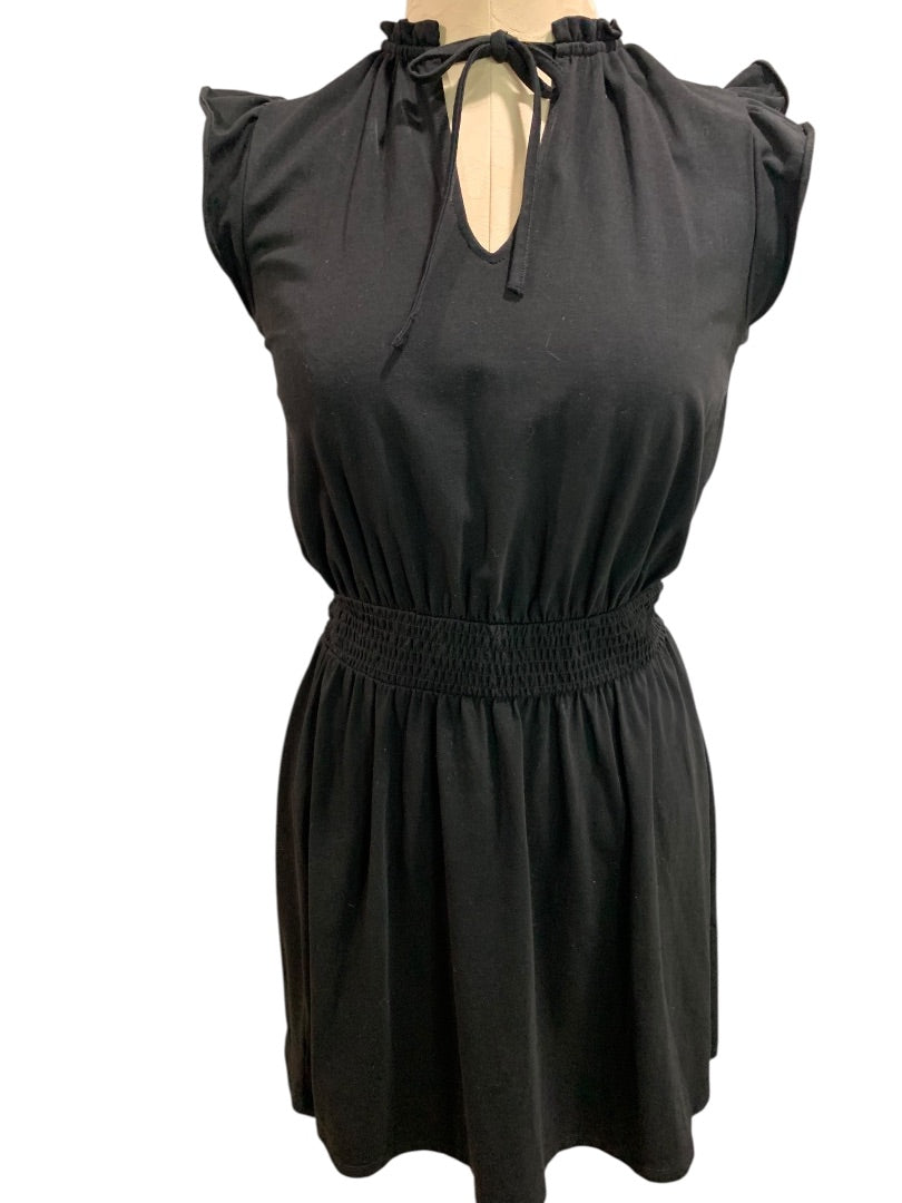 XSP Loft Petites Black Knit Pullover Dress Banded Waist Short Sleeve
