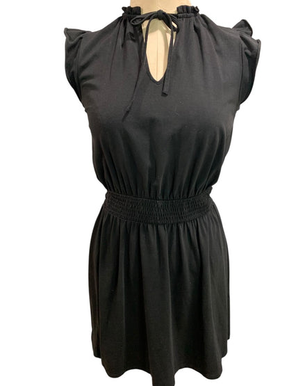XSP Loft Petites Black Knit Pullover Dress Banded Waist Short Sleeve