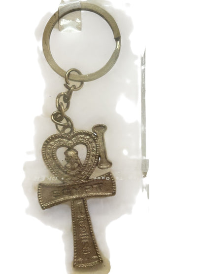 Souvenir "I Love Egypt" New Key Ring Keychain Silvertone Red