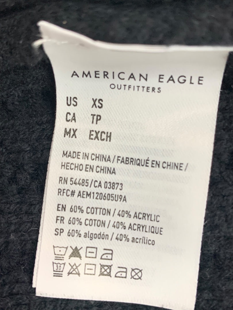 XS American Eagle Womens Black Ribbed Open Cardigan Sweater
